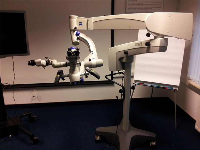 Eye operations are performed using a very accurate microscope